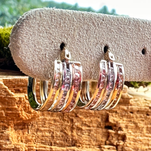 14 Hoop Earrings 10k Gold Tri-colour Rose Yellow White 