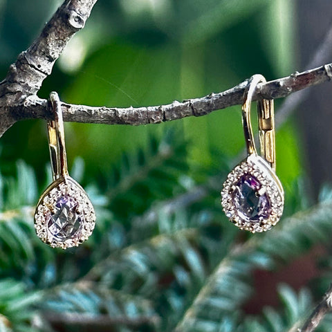Earrings 10K Gold Amethyst Purple