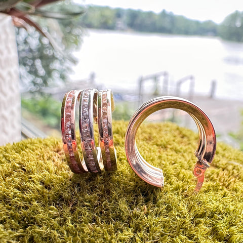 9 Hoop Earrings 10k Gold Tri-colour Rose Yellow White 