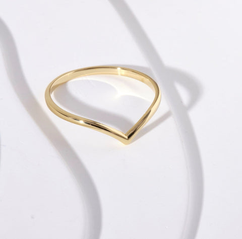10K solid gold ring V Shape 3.5mm width 3