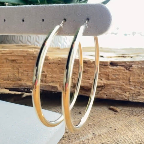 Hoop Earrings 10K Solid Gold Large