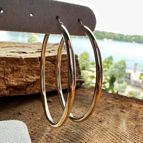 Hoop Earrings 10K Solid Gold Large