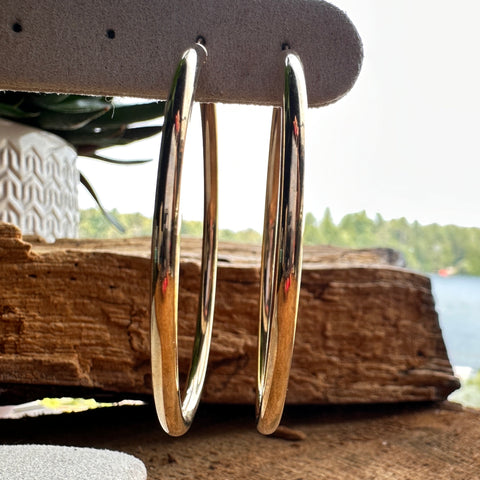 Hoop Earrings 10K Solid Gold Large