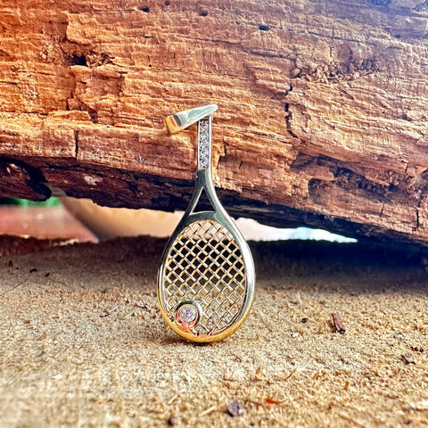 6 Pendant KOFI 10K Gold Cubic Zirconia Tennis Racquet