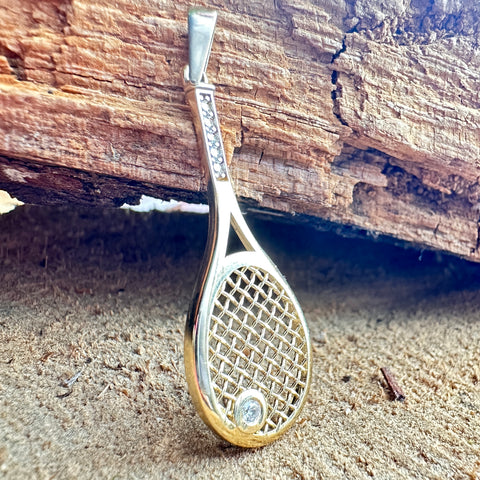 5 Pendant KOFI 10K Gold Cubic Zirconia Tennis Racquet