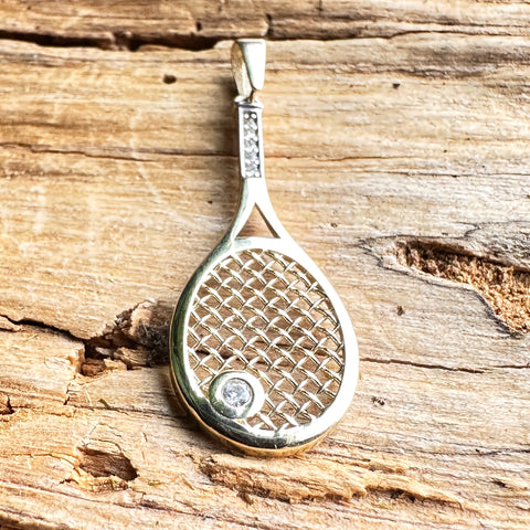 3 Pendant KOFI 10K Gold Cubic Zirconia Tennis Racquet