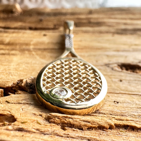 2 Pendant KOFI 10K Gold Cubic Zirconia Tennis Racquet