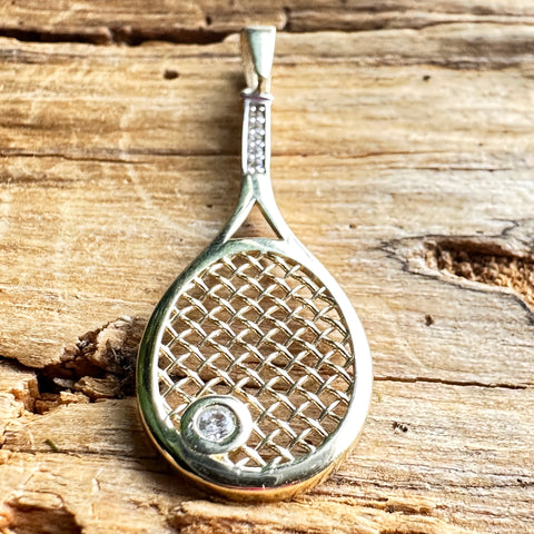 Pendant KOFI 10K Gold Cubic Zirconia Tennis Racquet