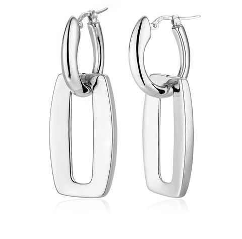 Earrings Double Rectangle Sterling Silver