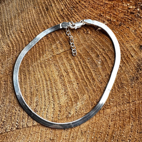 Sterling Silver anklet  AMARA Herring Bone