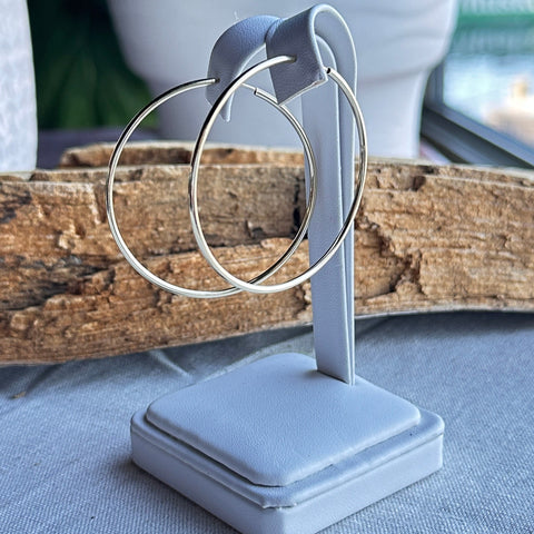 50mm Solid Gold 10K Large Smooth Hoop Earrings 2