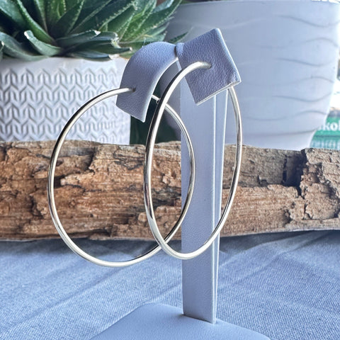 50mm Solid Gold 10K Large Smooth Hoop Earrings 3