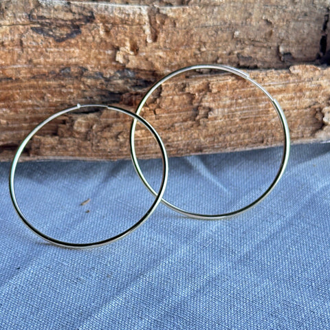 50mm Solid Gold 10K Large Smooth Hoop Earrings 5