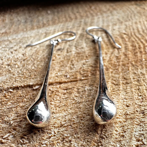 2 Sterling Silver Hook dangle earrings 43x3mm long teardrop