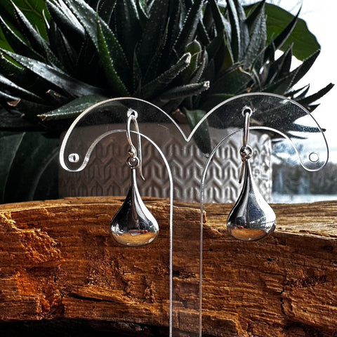 4 Sterling Silver teardrop shape earrings 12x19mm hook design