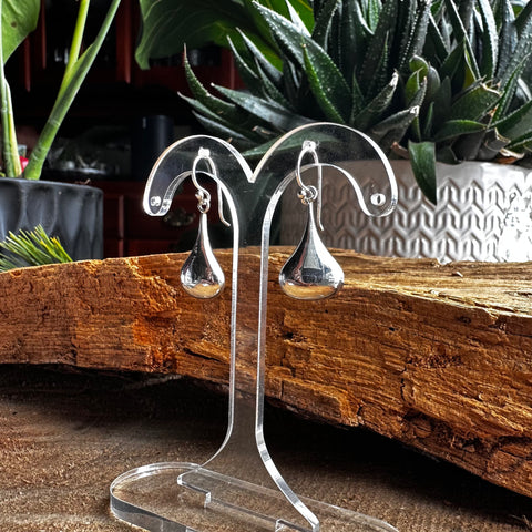 Sterling Silver teardrop shape earrings 12x19mm hook design