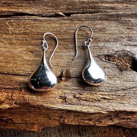 2 Sterling Silver teardrop shape earrings 12x19mm hook design