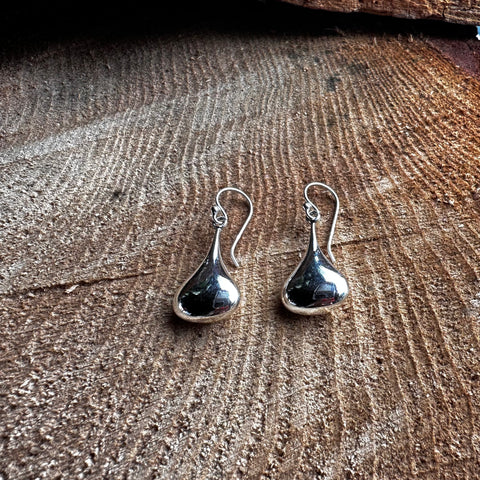 3 Sterling Silver teardrop shape earrings 12x19mm hook design