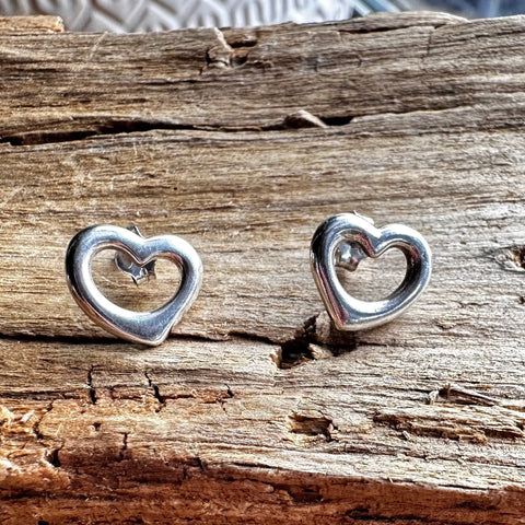 2 Sterling Silver Heart shape stud earrings