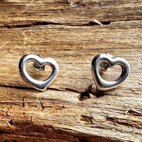 3 Sterling Silver Heart shape stud earrings
