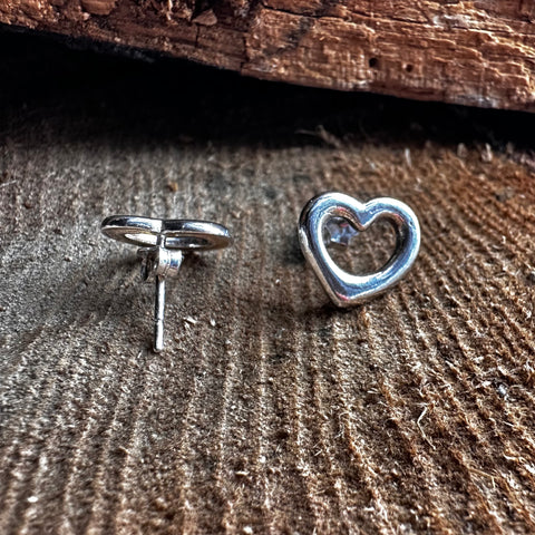 4 Sterling Silver Heart shape stud earrings