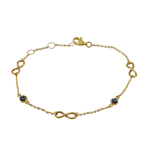 Bracelet 10K Gold Evil Eye & Infinity
