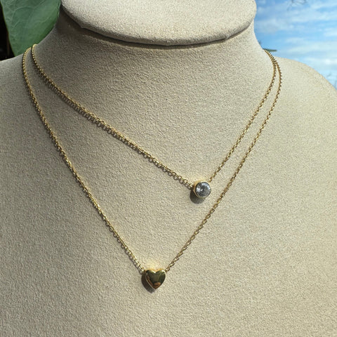 Necklace Vermeil THEA Sterling Silver with Gold Plated Heart and Cubic Zirconia 4