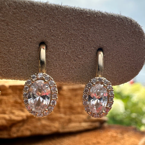 10K Solid Gold Earrings with Cubic Zirconia 