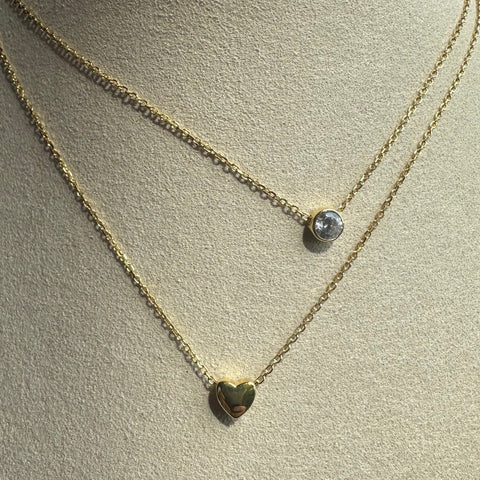 Necklace Vermeil THEA Sterling Silver with Gold Plated Heart and Cubic Zirconia  5