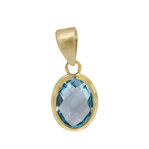 Pendant Solid Gold Blue Topaz