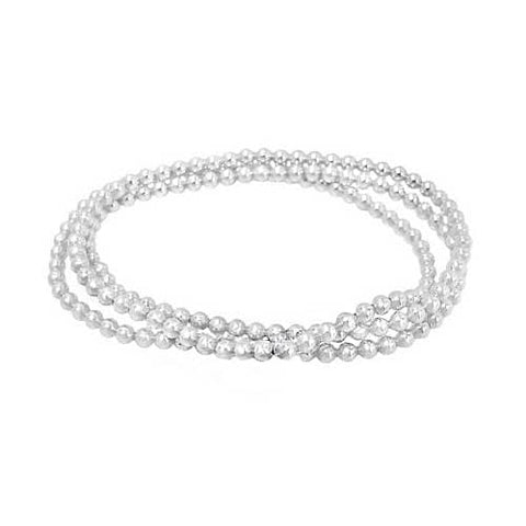 Bracelet Daphnie Sterling Silver, Elastic 3mm beads, 20" long