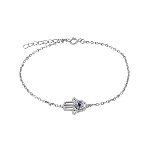 Sterling Silver Bracelet Hamsa Evil Eye protection heart shape 1