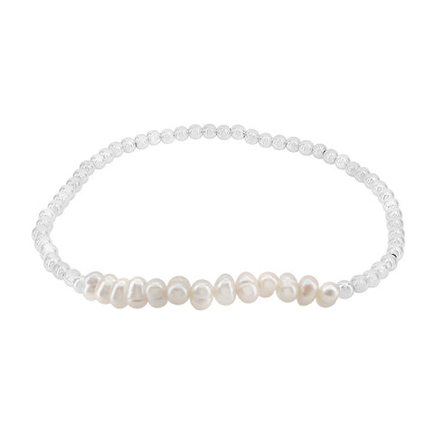 SERENA Sterling Silver Elastic Bracelet Freshwater Pearl 9