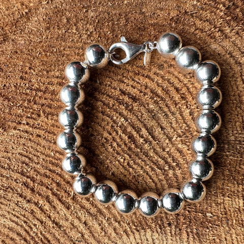 10 mm bead bracelet sterling silver 13