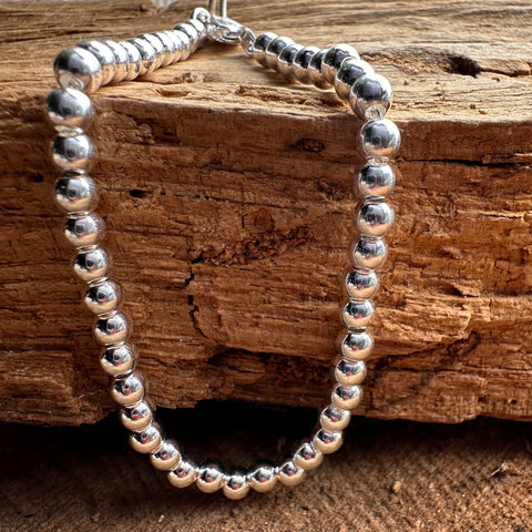 6 mm bead bracelet sterling silver 
