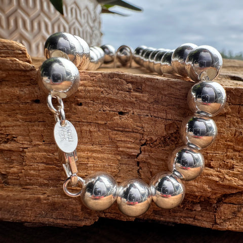 6 mm bead bracelet sterling silver 10