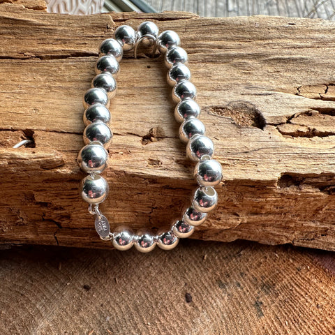8 mm sterling silver bead bracelet