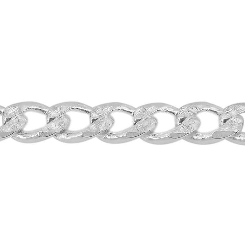 6.7mm PAVE DIAMOND CUT CURB Sterling Silver Man