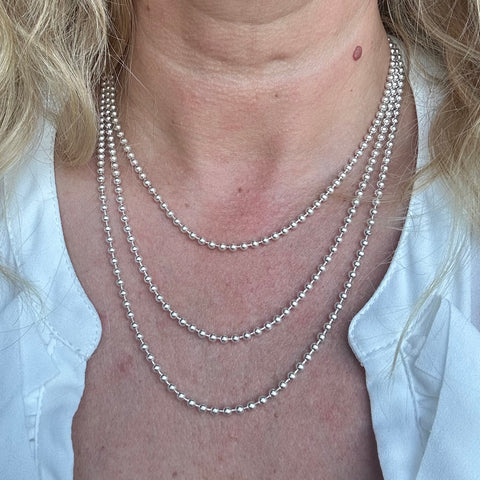 Sterling Silver 3mm bead chain necklace 