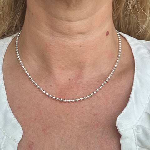 Sterling Silver 3mm bead chain necklace 6