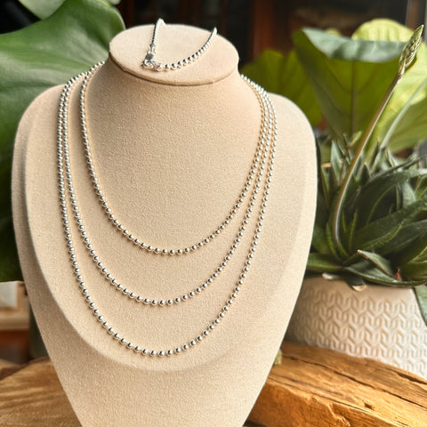 Sterling Silver 3mm bead chain necklace  8