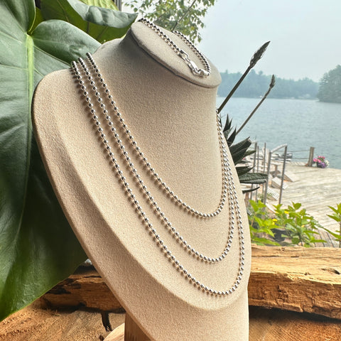 Sterling Silver 3mm bead chain necklace  9