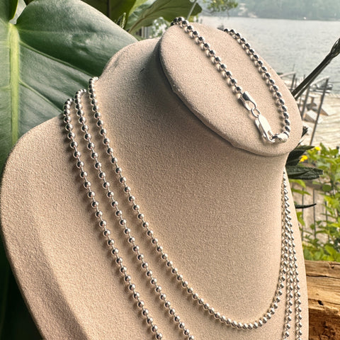 Sterling Silver 3mm bead chain necklace  10
