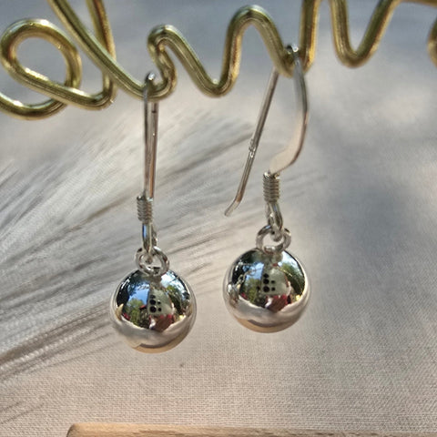 Hook Sterling Silver Earrings 8mm ball 8