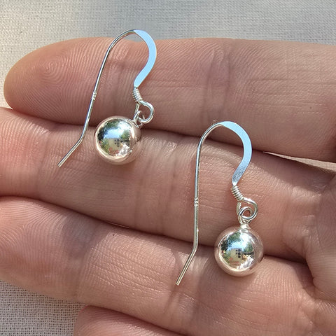 Hook Sterling Silver Earrings 8mm ball 9