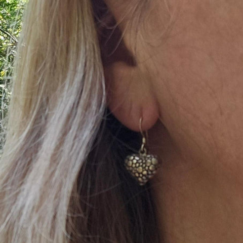 Hook Earrings Sterling Silver Puffy Bubble Heart 4
