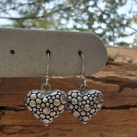 Hook Earrings Sterling Silver Puffy Bubble Heart 8