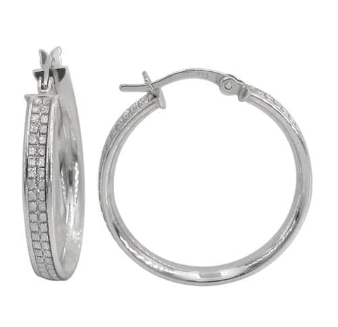  Sterling silver with rhodium plated hoop earring 18x4 mm Medium size 11