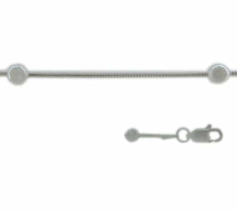 Anklet Bokli Sterling Silver 1.2mm snake link with ball beads