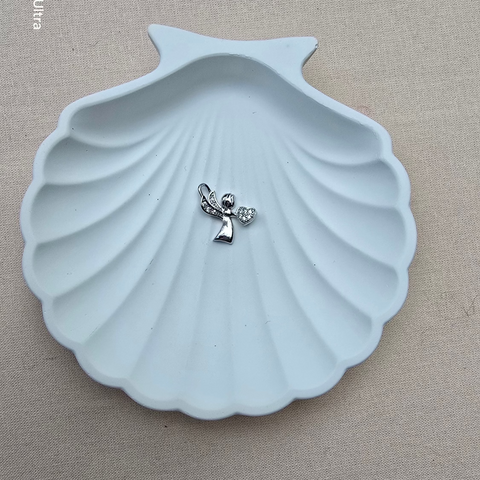 Rhodium plated on Sterling Silver, fancy Angel shape stone pendant. Approx pendant size: 20mm L x 16mm W 4